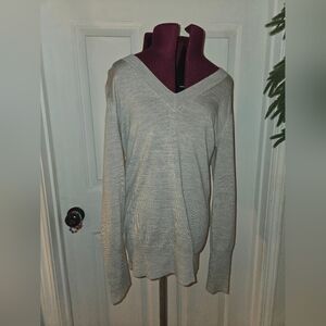 J. Crew Merino Wool Small V Neck Marbled Gray Sweater